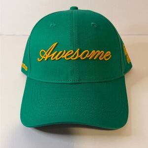 Vee Friends Coolkicks collab Green Baseball Cap with Yellow "Awesome" Embroidery